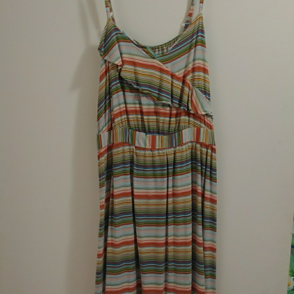 multi colored striped dress